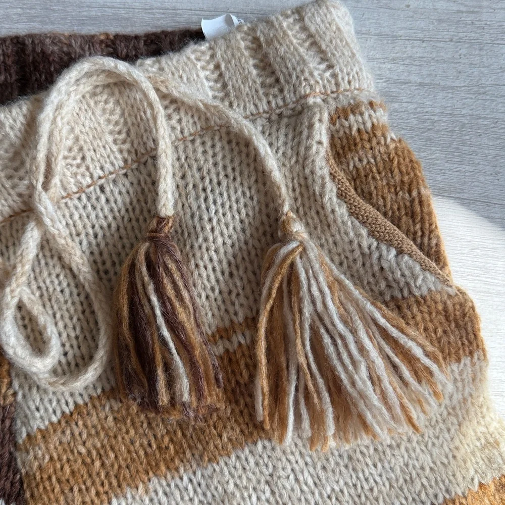 NWT Moon River Anthro Brown Cream Striped Knit Hoodie Sweater Jogger Pants M - Picture 6 of 8